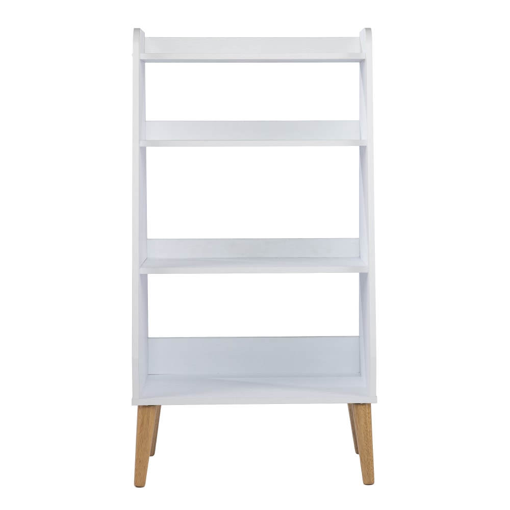 SEI Furniture Berritza 45inH 4-Shelf Midcentury Modern Bookshelf, White/Natural