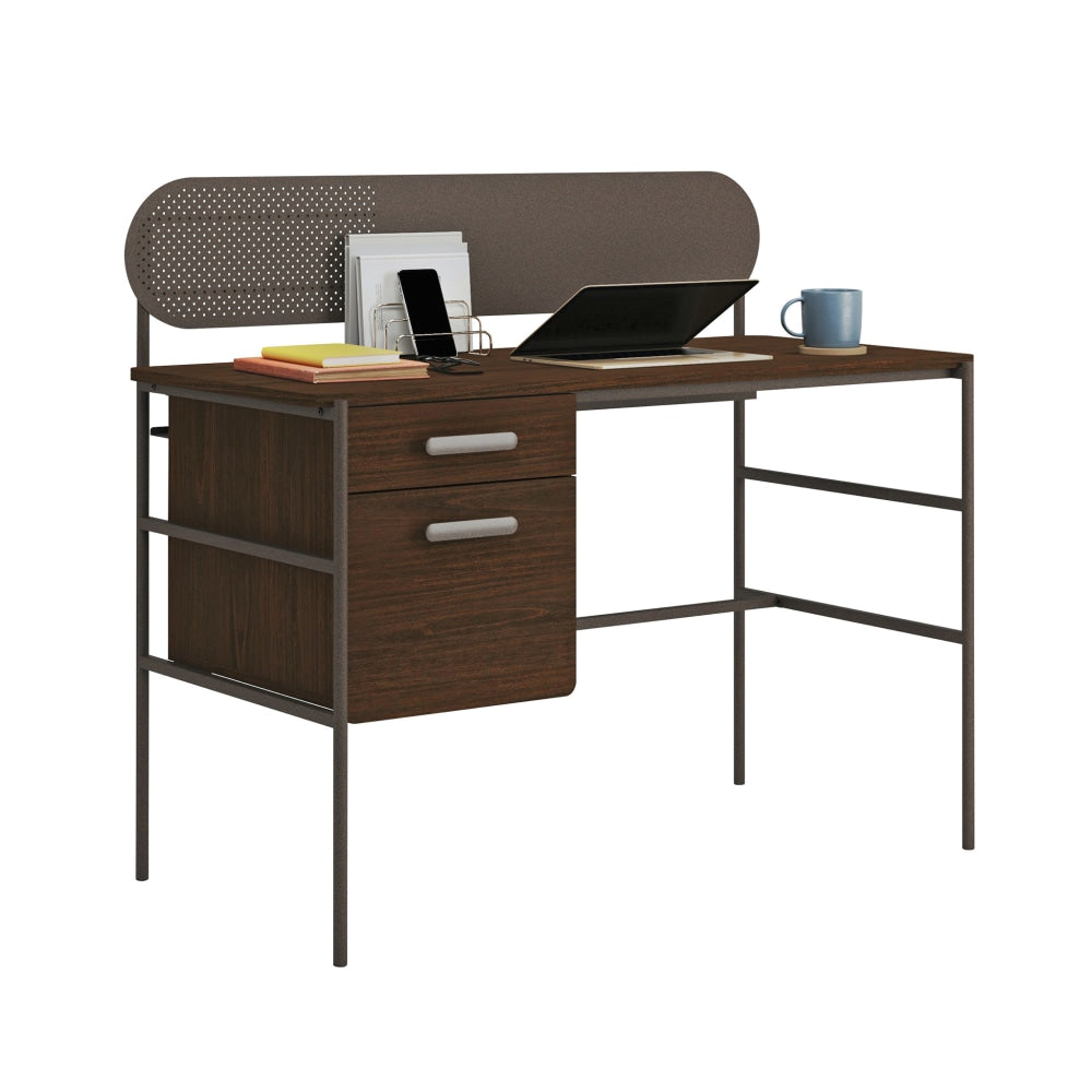 Sauder Radial 47inW Single-Pedestal Computer Desk, Umber Wood