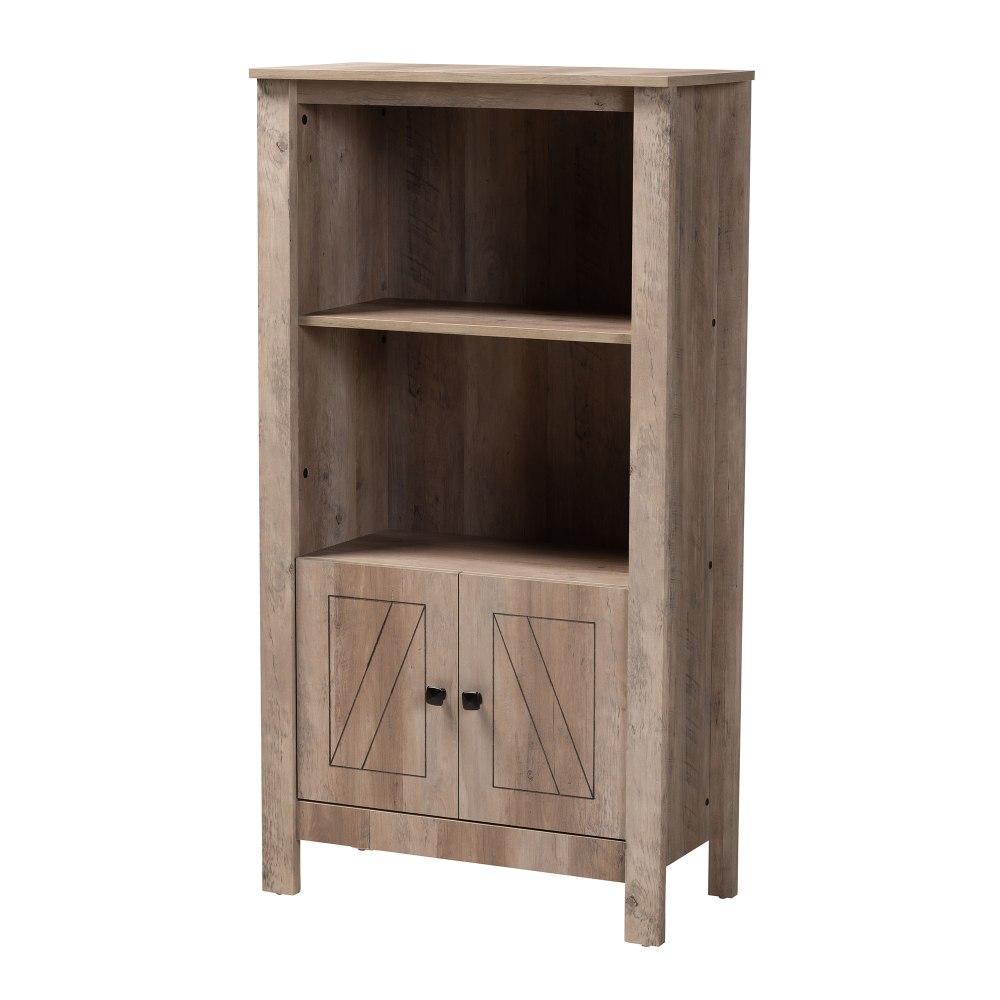 Baxton Studio Derek 52ft" 2-Shelf Transitional Bookcase, Rustic Oak