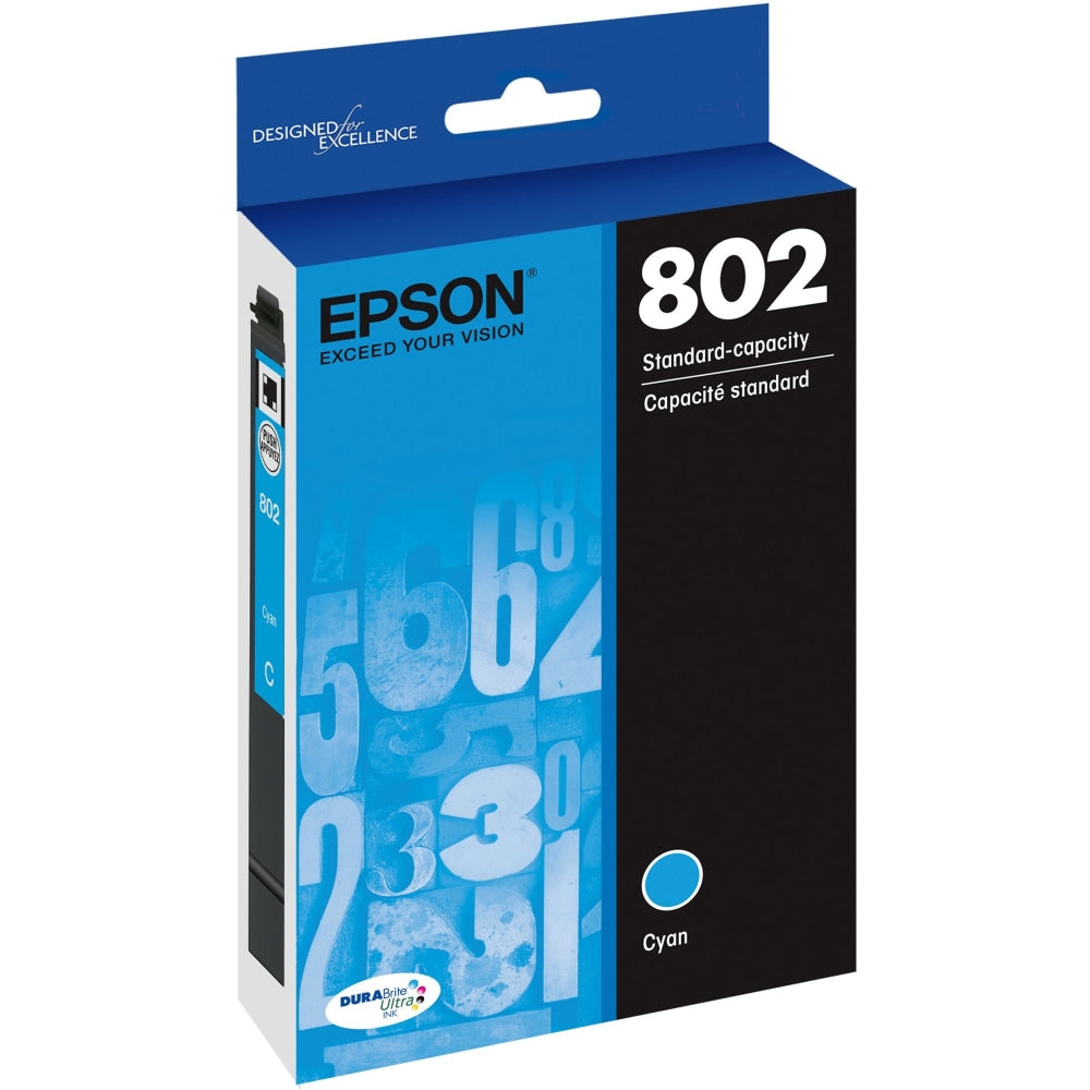 Epson 802 DuraBrite Ultra Cyan Ink Cartridge, T802220-S