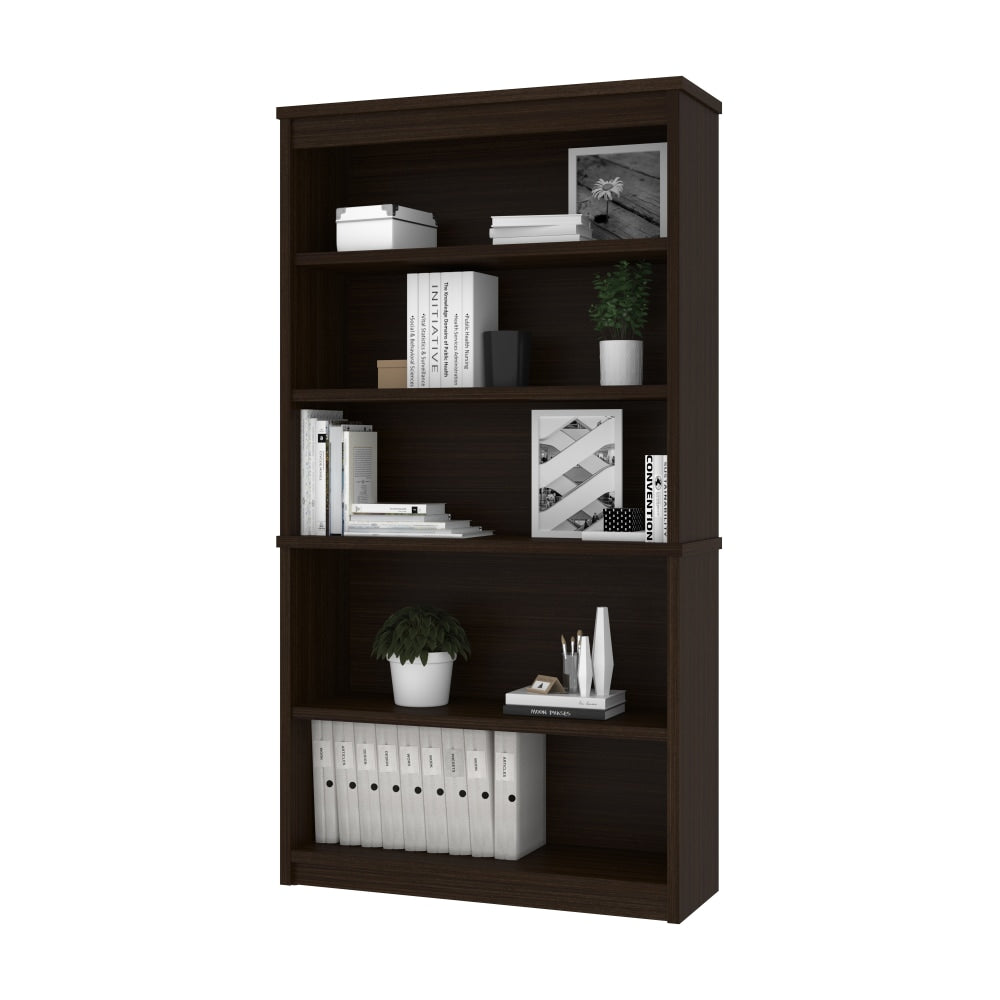 Bestar Universel 66inH 5-Shelf Bookcase, Dark Chocolate