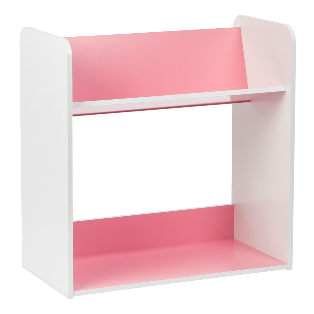 IRIS 24inH 2-Tier Tilted-Shelf Book Rack, Pink/White