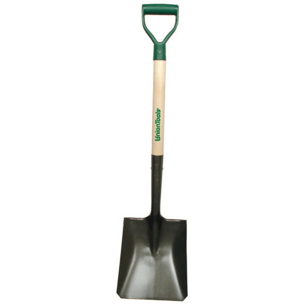 Square Transfer Shovel, 28 D-Grip White Ash Handle, 9 1/4x11 1/2, Reversed Step