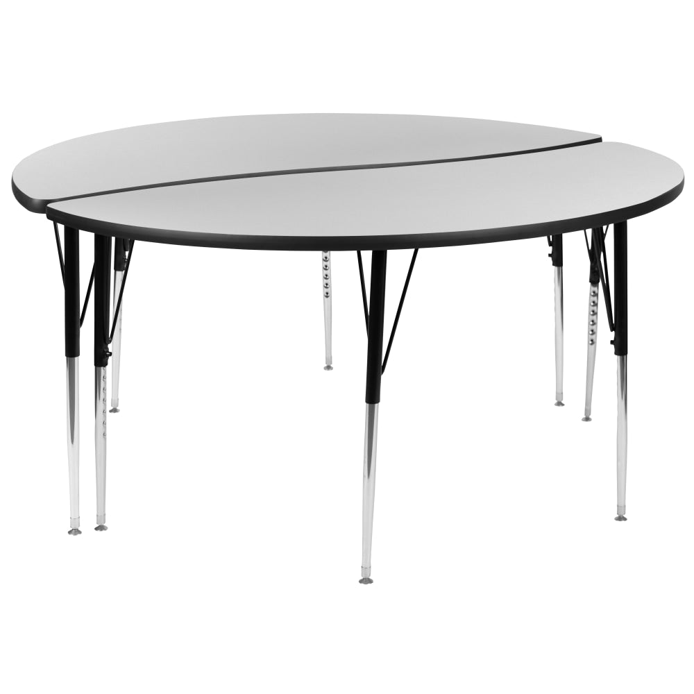 Flash Furniture Circle Wave Flexible Thermal Laminate 2-Piece Activity Table Set With Standard Height-Adjustable Legs, 30-1/4inH x 60inW x 60inD, Gray