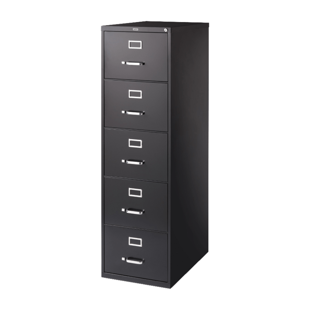 Lorell Fortress 26-1/2inD Vertical 5-Drawer Legal-Size File Cabinet, Black