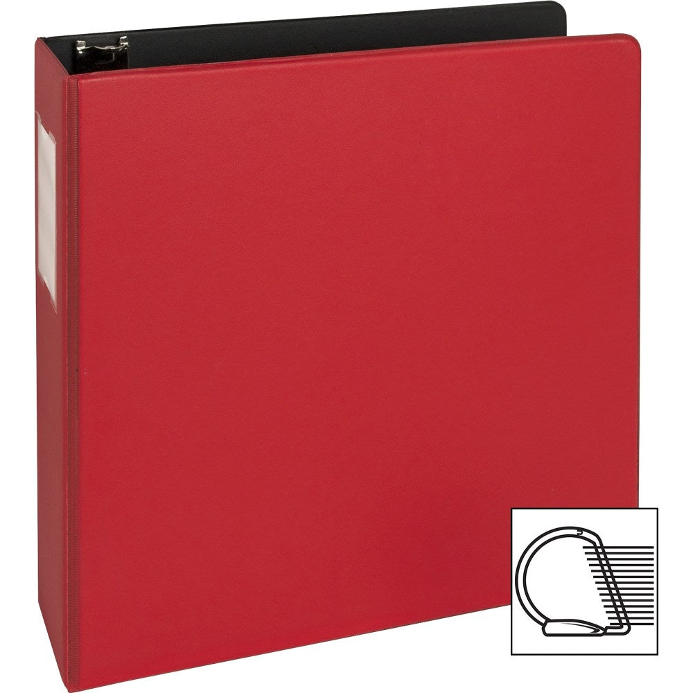 Business Source Slanted D-Ring Binders, 2in Ring, Red