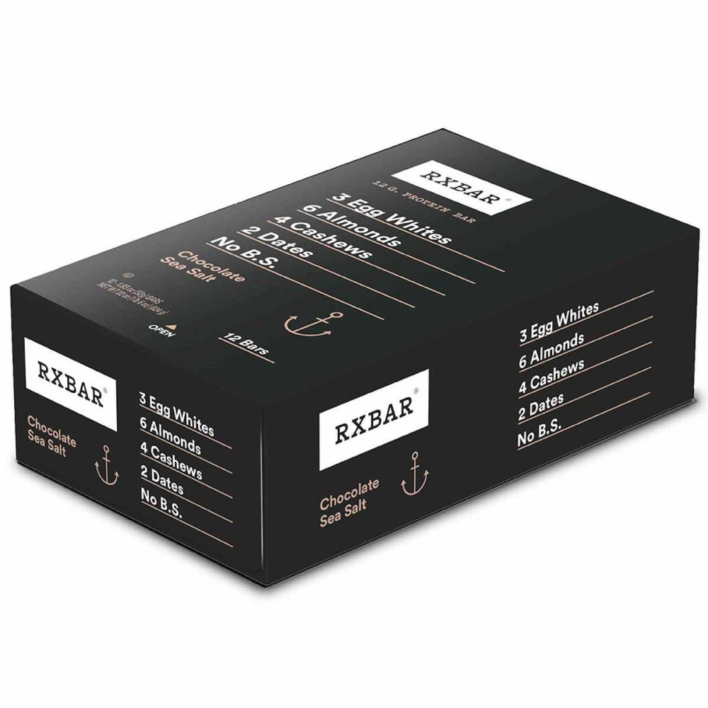 RXBAR Protein Bars, Chocolate Sea Salt, 1.8 Oz, Pack Of 12 Bars