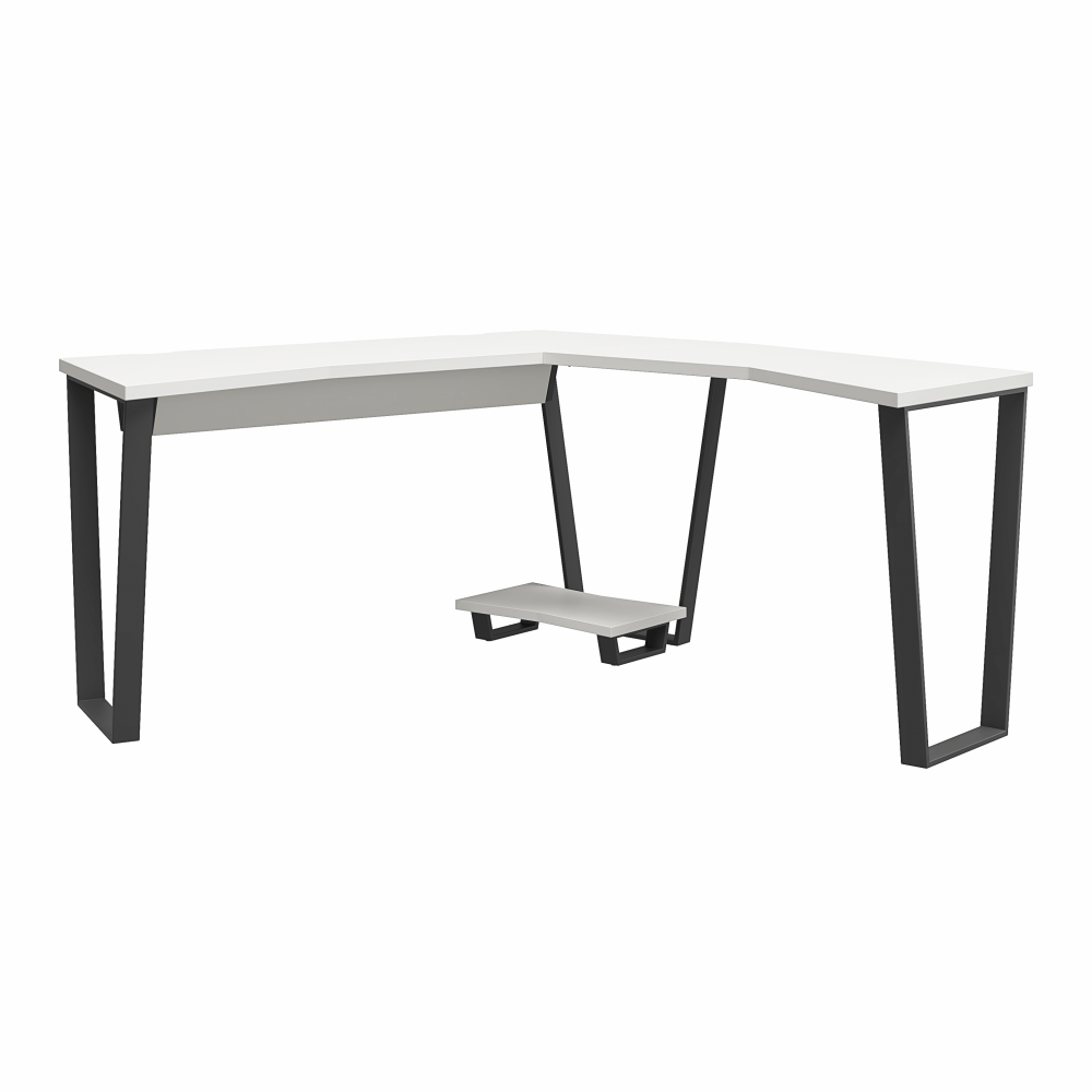 Ameriwood Home NTense Genesis 72inW L-Shaped Gaming Computer Desk, White