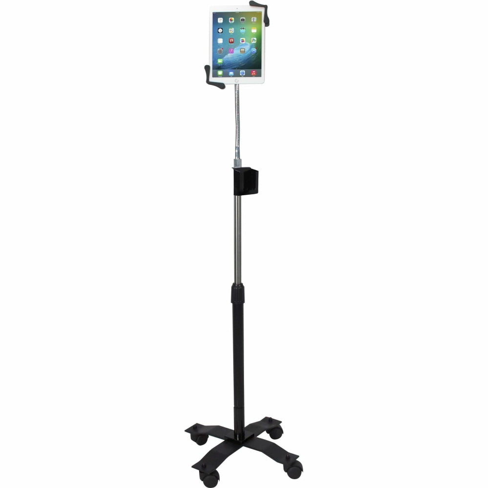 CTA Digital Compact Gooseneck Floor Stand For 7in-13in Tablets, Including iPad 10.2in (7Th/ 8Th/ 9Th Generation) Up To 13in Screen Support 17.5in Height X 15.5in Width Floor Stand Black, Silver