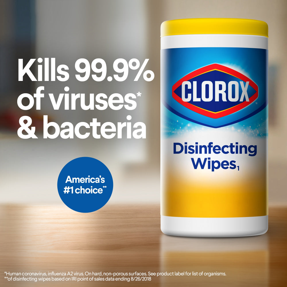 Clorox Disinfecting Wipes, 7in x 8in, Citrus Blend Scent, Canister Of 35