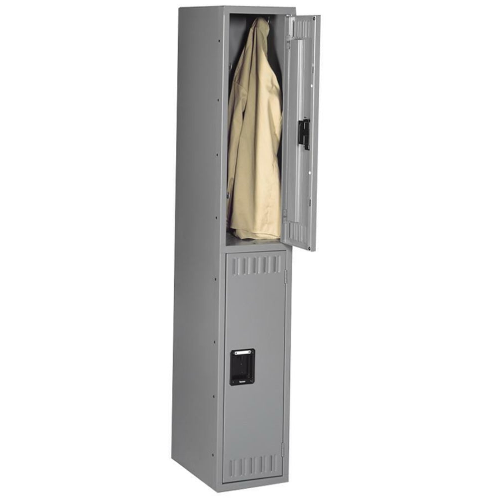 Tennsco Double-Tier Locker, 1 Wide, 72inH x 12inW x 18inD, Medium Gray