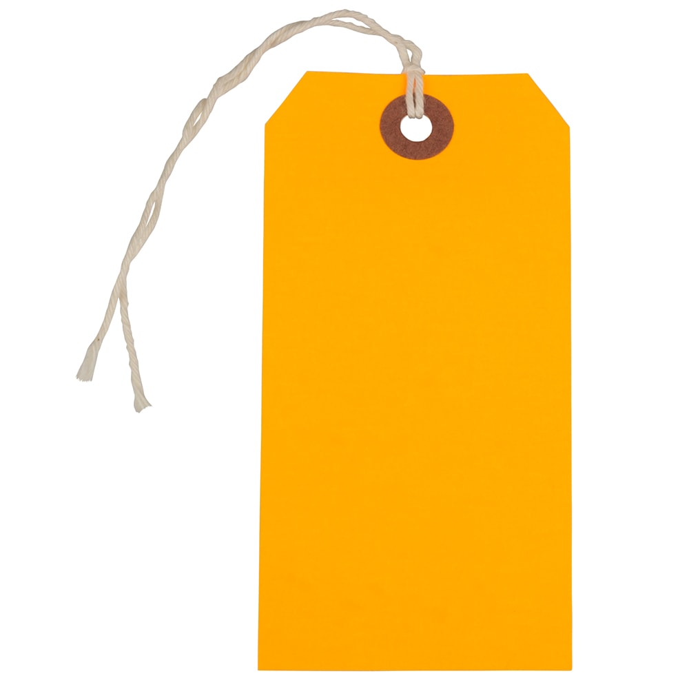 JAM Paper Medium Gift Tags, 4-3/4in x 2-3/8in, Neon Orange, Pack Of 10 Tags