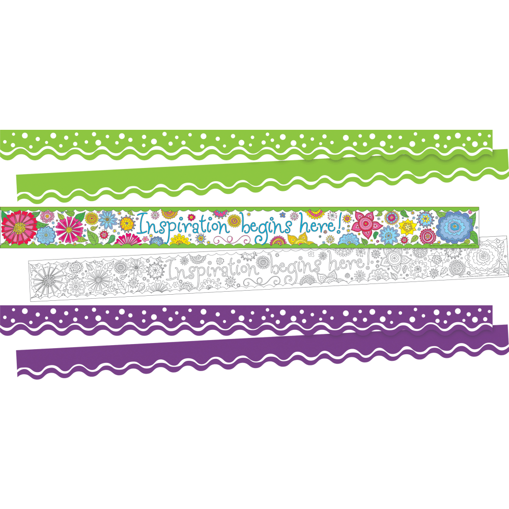 Barker Creek Double-Sided Straight-Edge/Scalloped-Edge Border Strip Set, Motivational, Set Of 38 Strips