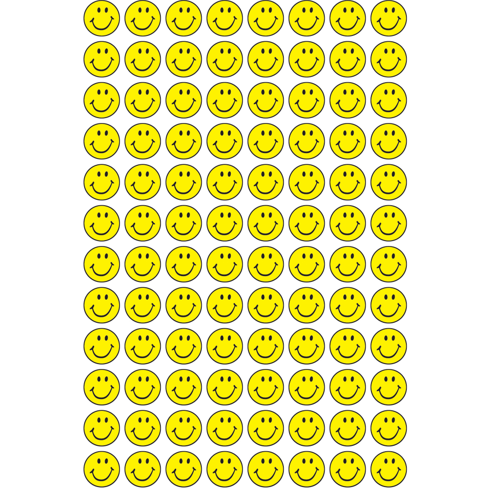 TREND SuperSpots Stickers, Yellow Smiles, 800 Stickers Per Pack, Set Of 8 Packs