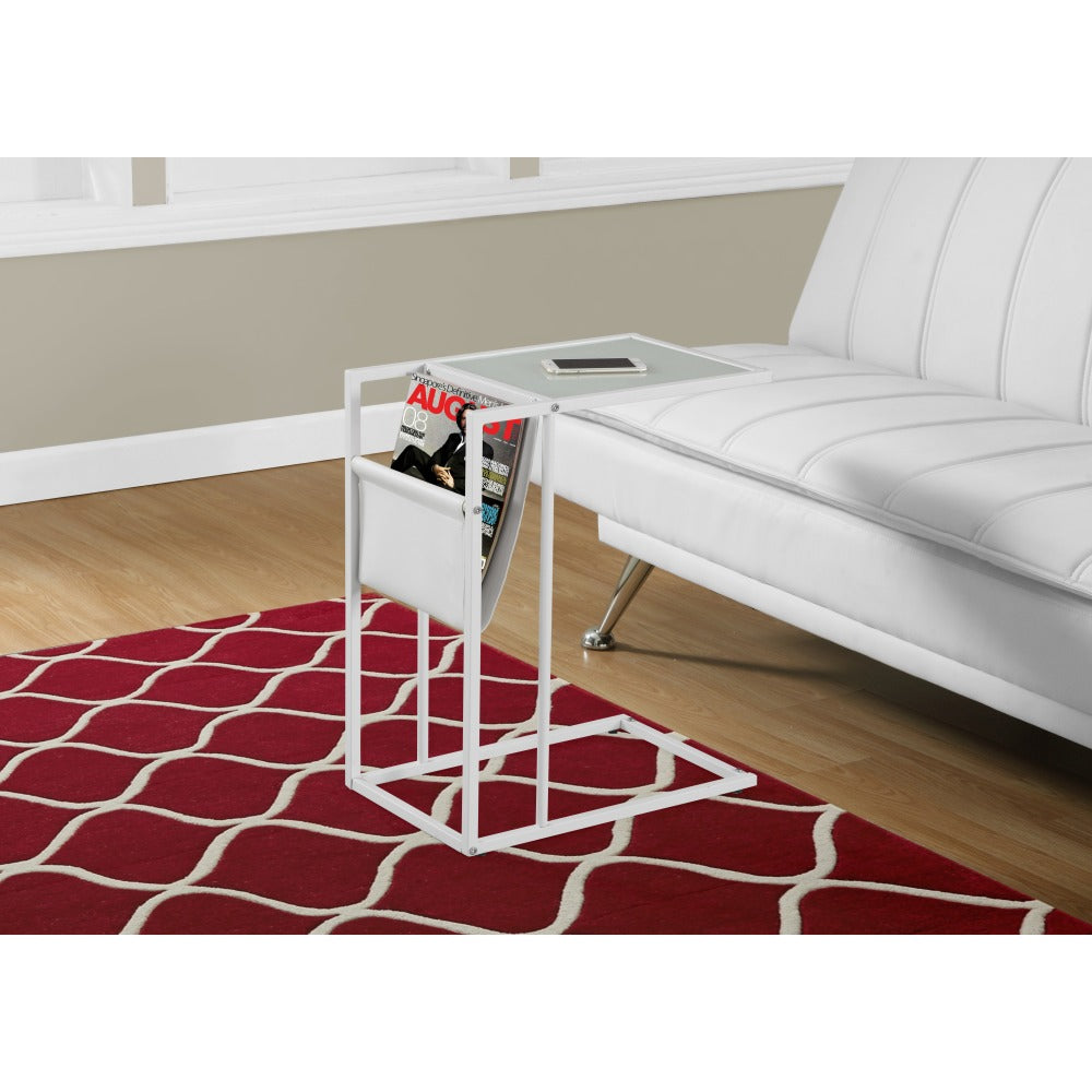 Monarch Specialties Accent Table With Magazine Holder, Rectangular, White