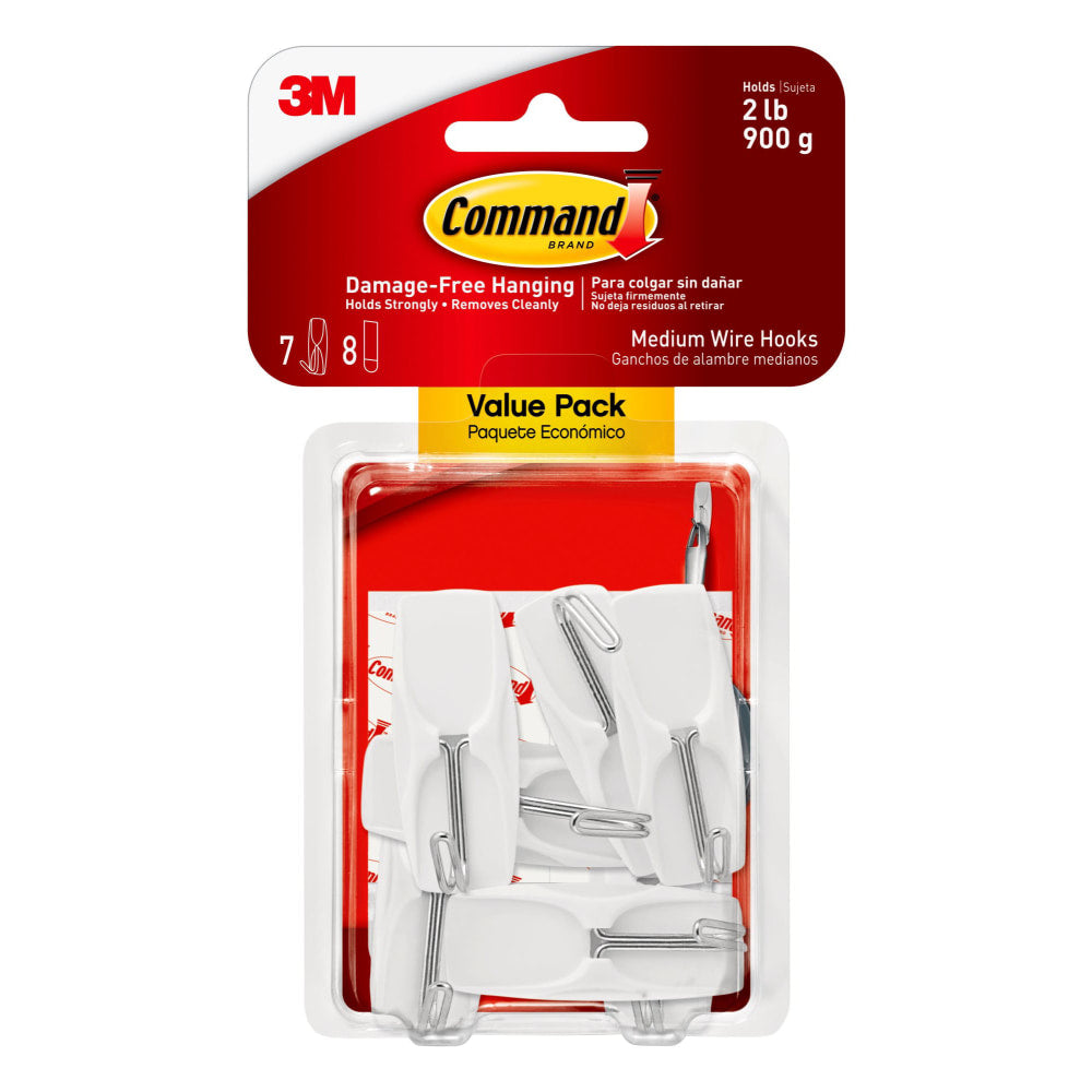 Command Medium Wire Toggle Hooks, 7 Command Hooks, 8 Command Strips, Damage Free Organizing of Dorm Rooms, White