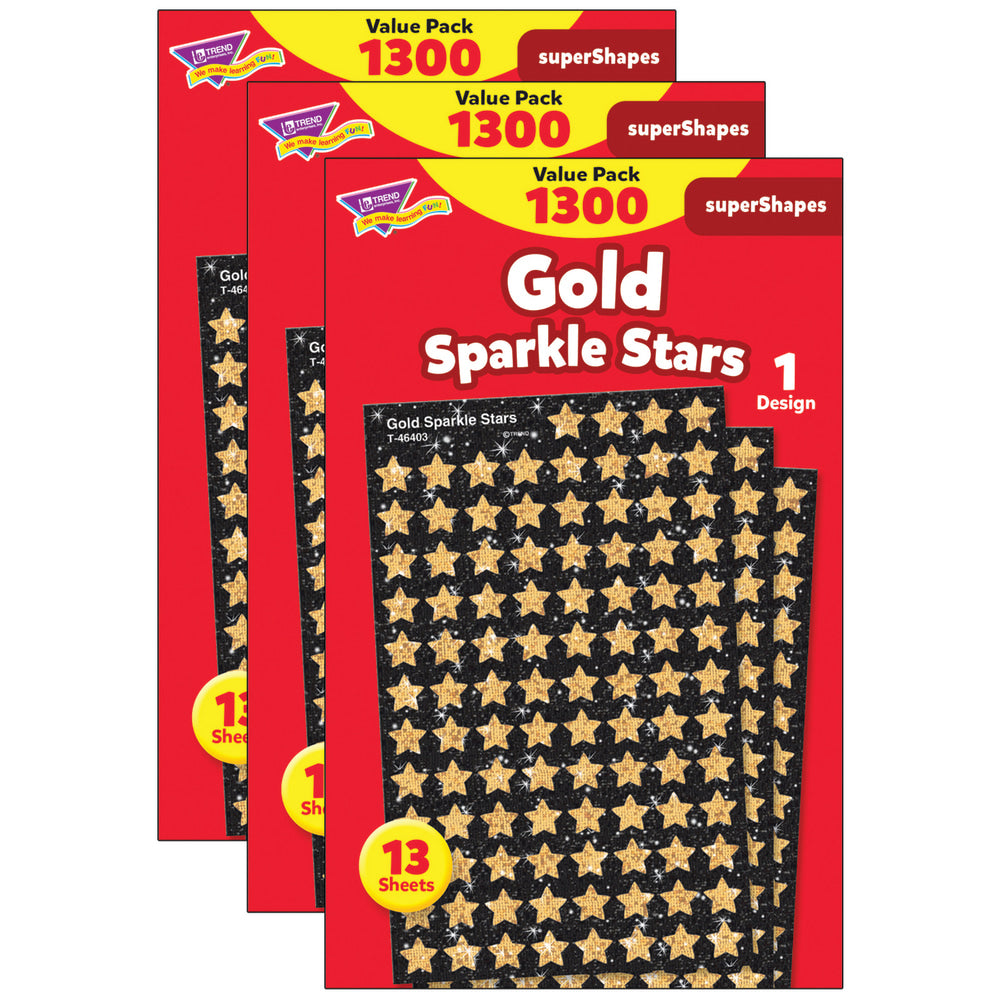 TREND Gold Sparkle Stars superShapes Value Pack, 1300 Per Pack, 3 Packs