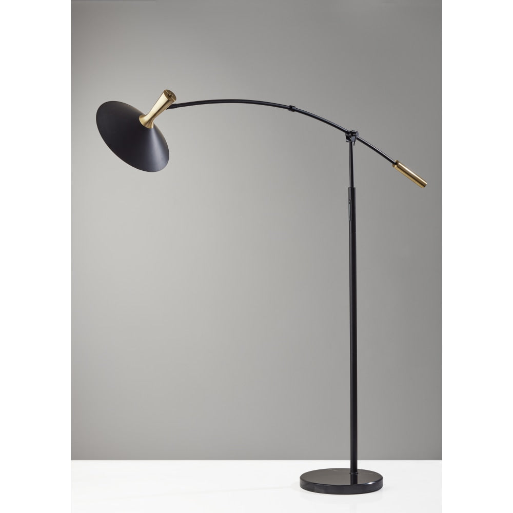 Adesso Bradley LED Arc Lamp With Smart Switch, 81inH, Antique Brass/Black