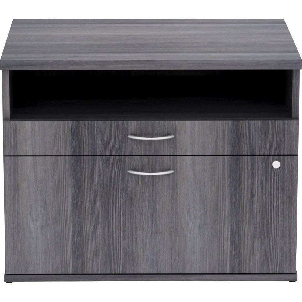 Lorell Relevance 60inW Office Computer Desk Credenza With File Drawer, Charcoal