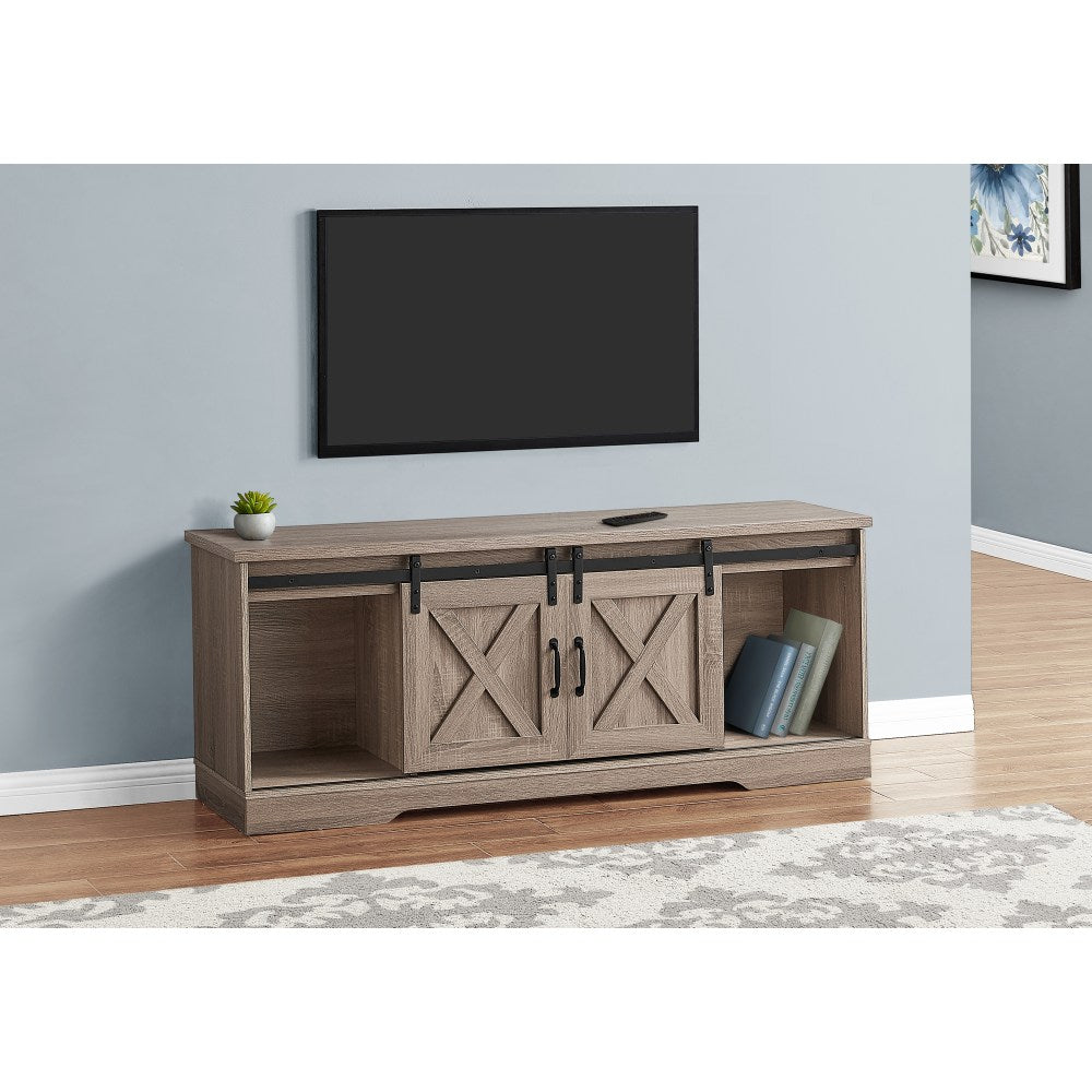 Monarch Specialties Jamie TV Stand, 23-1/2inH x 59inW x 15-1/2inD, Dark Taupe