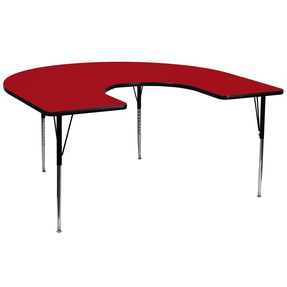 Flash Furniture 60ft"W Horseshoe Activity Table With Standard Height-Adjustable Legs, Red