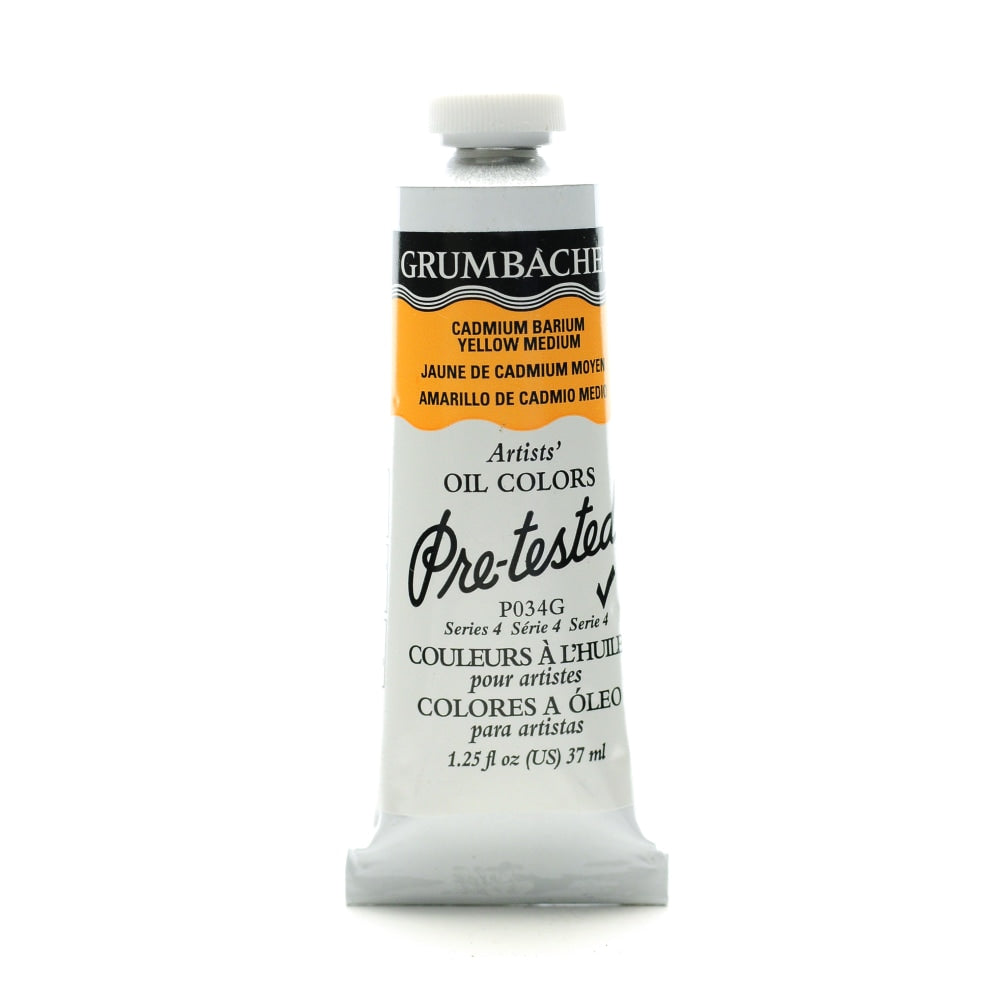 Grumbacher P034 Pre-Tested Artists Oil Colors, 1.25 Oz, Cadmium Barium Yellow Medium