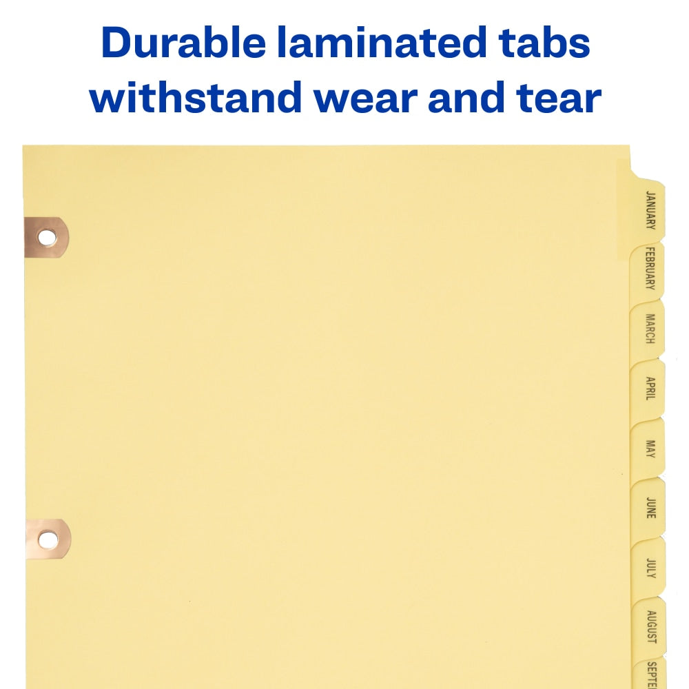 Avery Preprinted Laminated Tab Dividers, Copper Reinforced Holes, A-Z Tabs, 8 1/2in x 11in