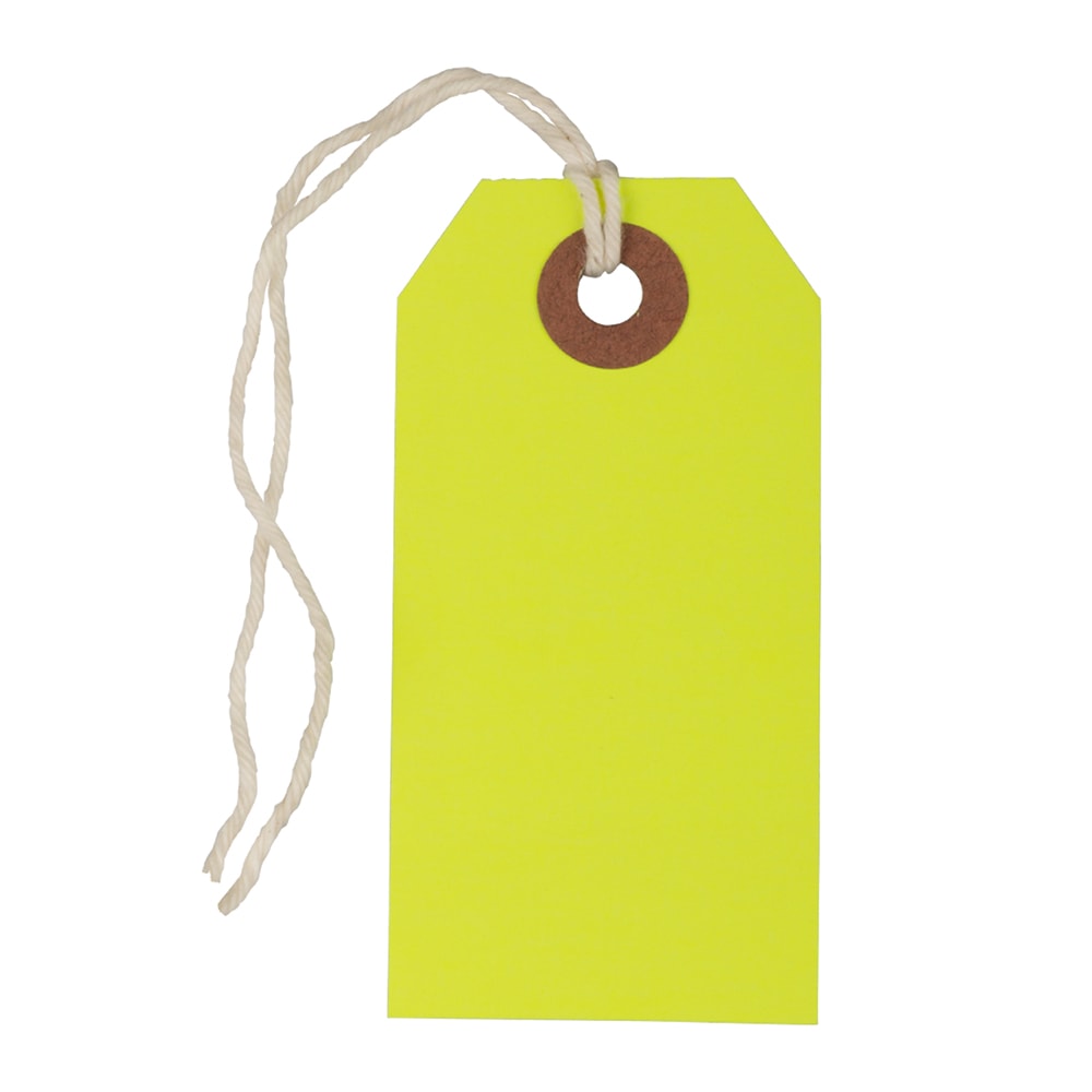 JAM Paper Small Gift Tags, 3-1/4in x 1-9/16in, Neon Yellow, Pack Of 10 Tags