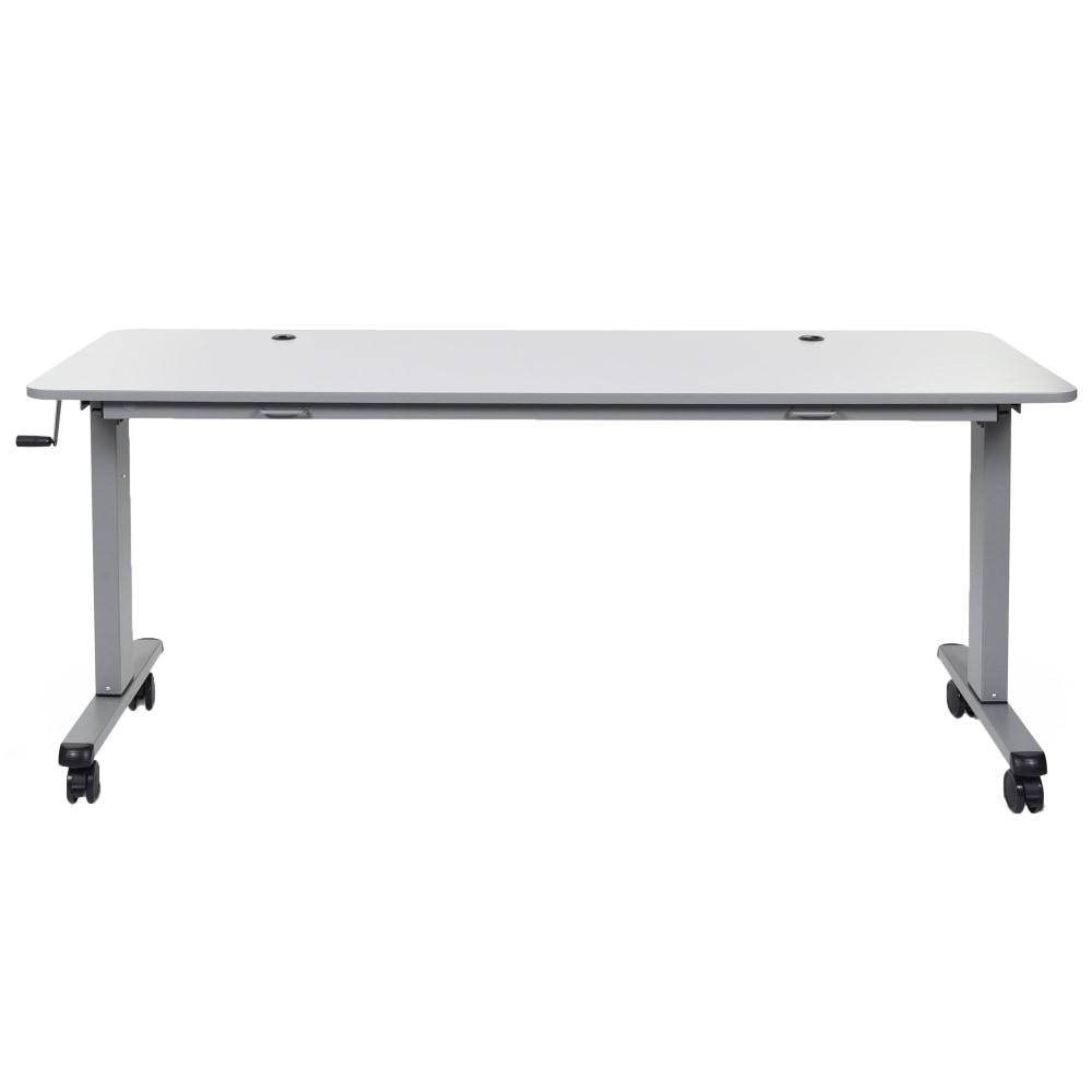 Luxor Height-Adjustable Flip-Top Nesting Table Mobile Workstation, 45-1/4inH x 71inW x 23-5/8inD, Gray