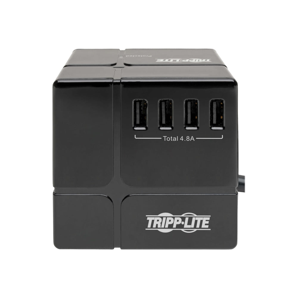 Tripp Lite Safe-IT 3-Outlet Cube Surge Protector - 5-15R Outlets, 6 USB Ports, 8 ft. (2.4 m) Cord, Antimicrobial Protection - Surge protector - 15 A - AC 120 V - 1800 Watt - output connectors: 6 - 8 ft cord - black