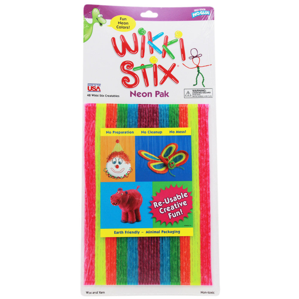 Wikki Stix Original Wikki Stix, Neon Colors, 8in, 48 Wikki Stix Per Pack, Set Of 3 Packs