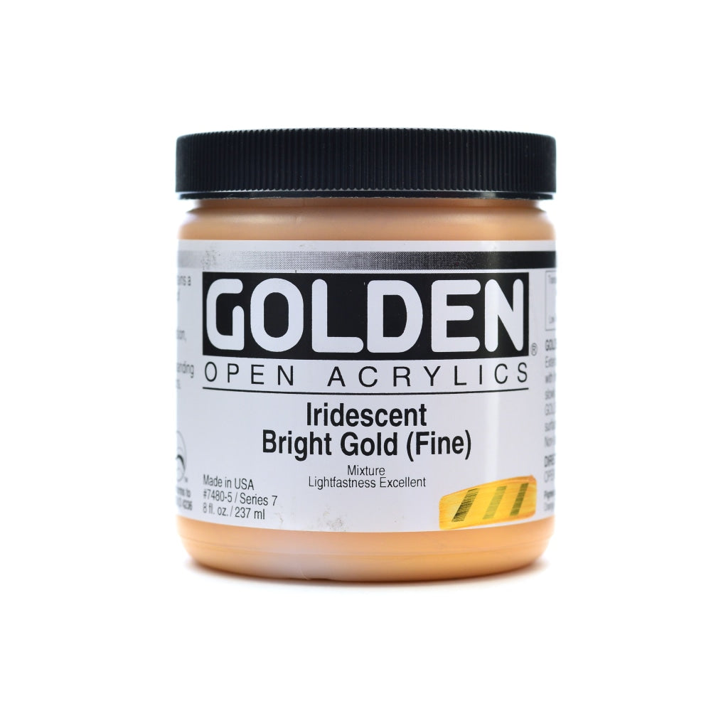 Golden OPEN Acrylic Paint, 8 Oz Jar, Iridescent Gold (Fine)