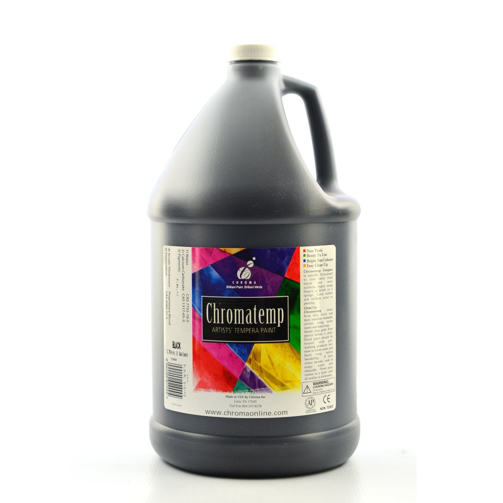 Chroma ChromaTemp Artists Tempera Paint, 1 Gallon, Black