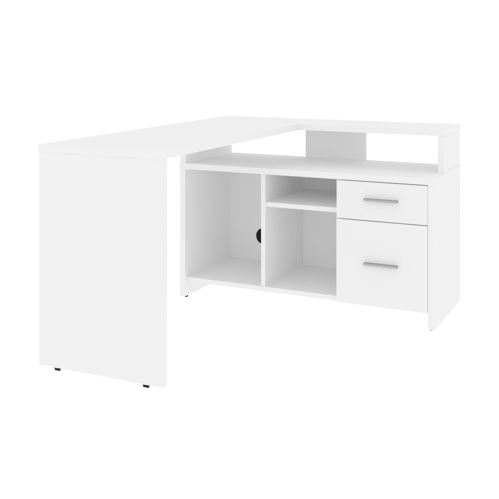 Bestar Equinox 57inW L-Shaped Corner Desk, White