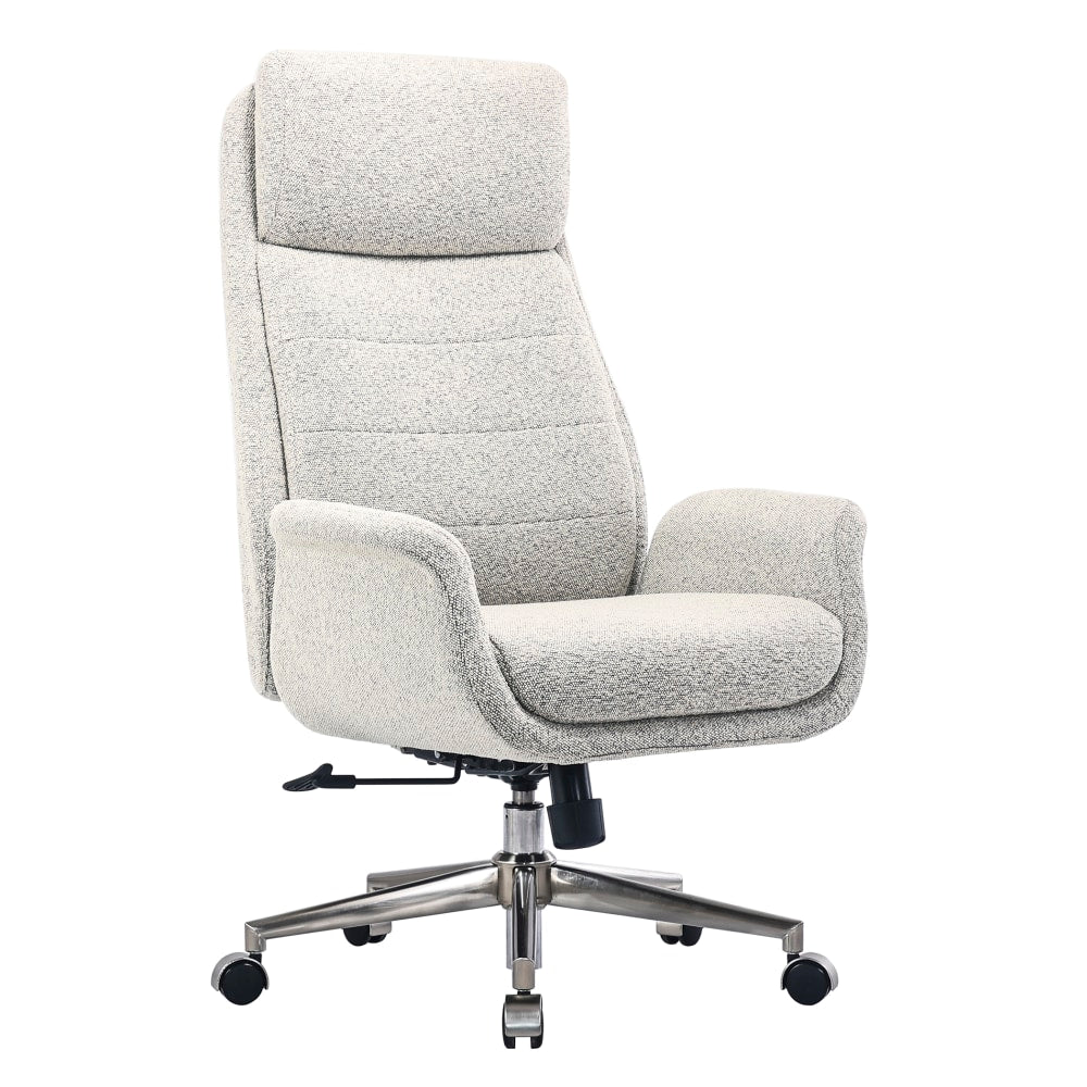 Realspace Modern Comfort Pizana Boucle Fabric High-Back Executive Office Chair, Light Sand/Brushed Nickel, BIFMA Compliant