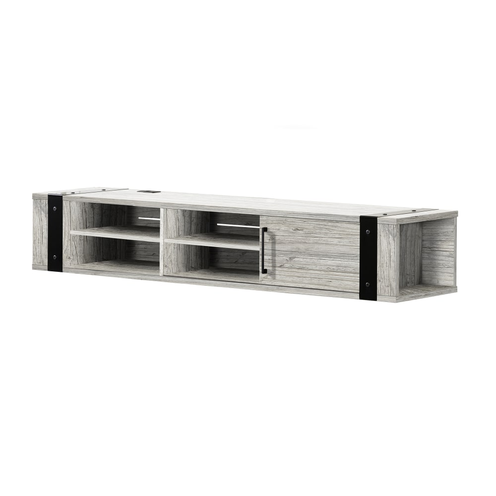 South Shore Munich Wall-Mounted Media Console, 12inH x 68-1/4inW x 16-1/4inD, Seaside Pine