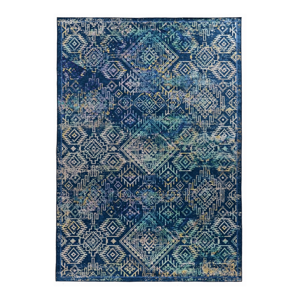 Linon Innova Area Rug, 5ft x 7ft, Plynne Navy/Teal