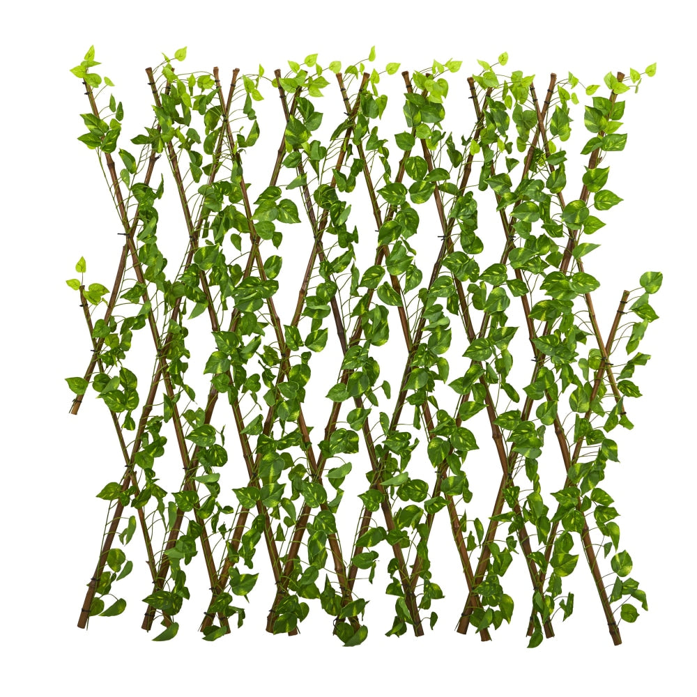 Nearly Natural Pothos 47inH Plastic Plant With UV Resistant & Waterproof Expandable Fence, 47inH x 49-1/2inW x 2inD, Green