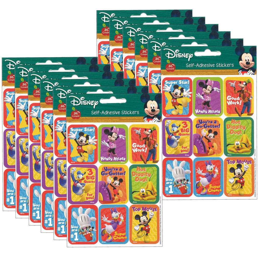 Eureka Giant Stickers, Mickey Mouse Clubhouse Motivational, 36 Stickers Per Pack, Set Of 12 Packs