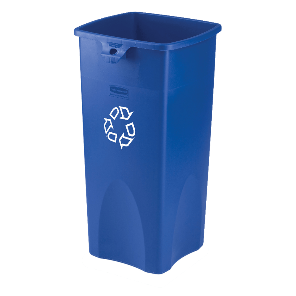 Rubbermaid Square Recycling Container, Blue/White