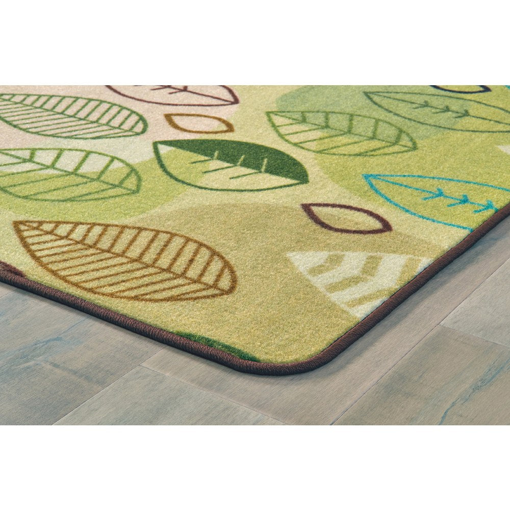 Carpets for Kids Pixel Perfect Collection Peaceful Spaces Leaf Activity Rug, 8'x 12', Tan