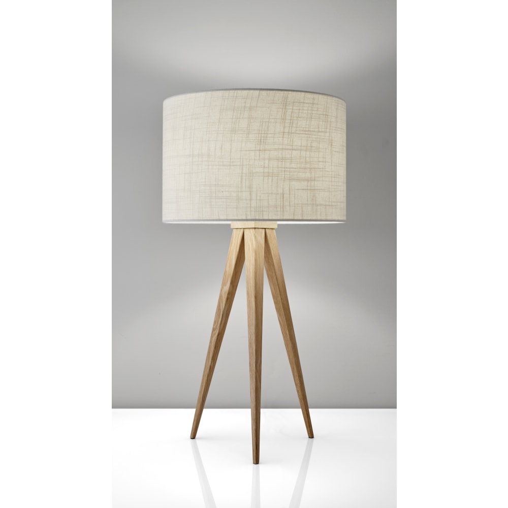 Adesso Director Table Lamp, 26 1/4inH, Off-White Shade/Natural Base