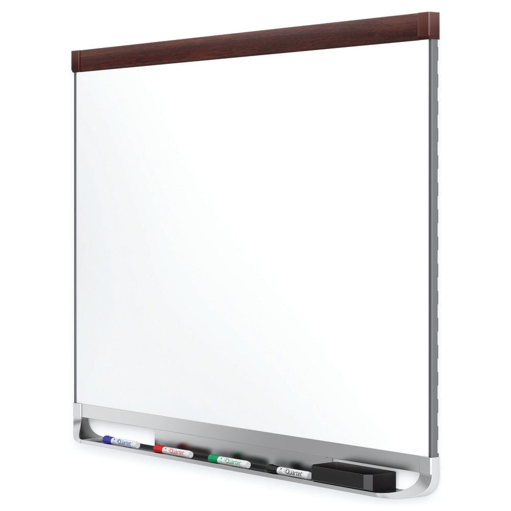 Quartet Prestige 2 DuraMax Porcelain Magnetic Dry-Erase Whiteboard, 48in x 36in, Wood Frame With Mahogany Finish