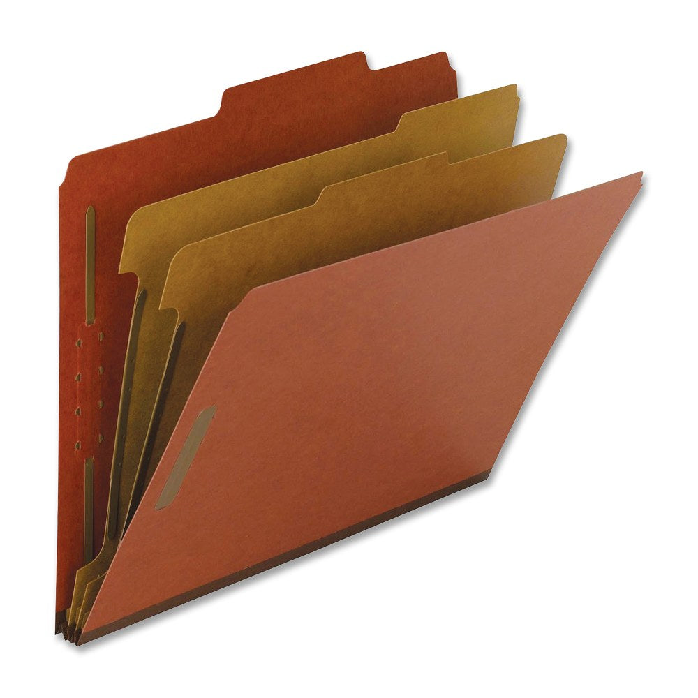 Nature Saver Classification Folders, Legal Size, 2 Partitions, 100% Recycled, Red, Box Of 10