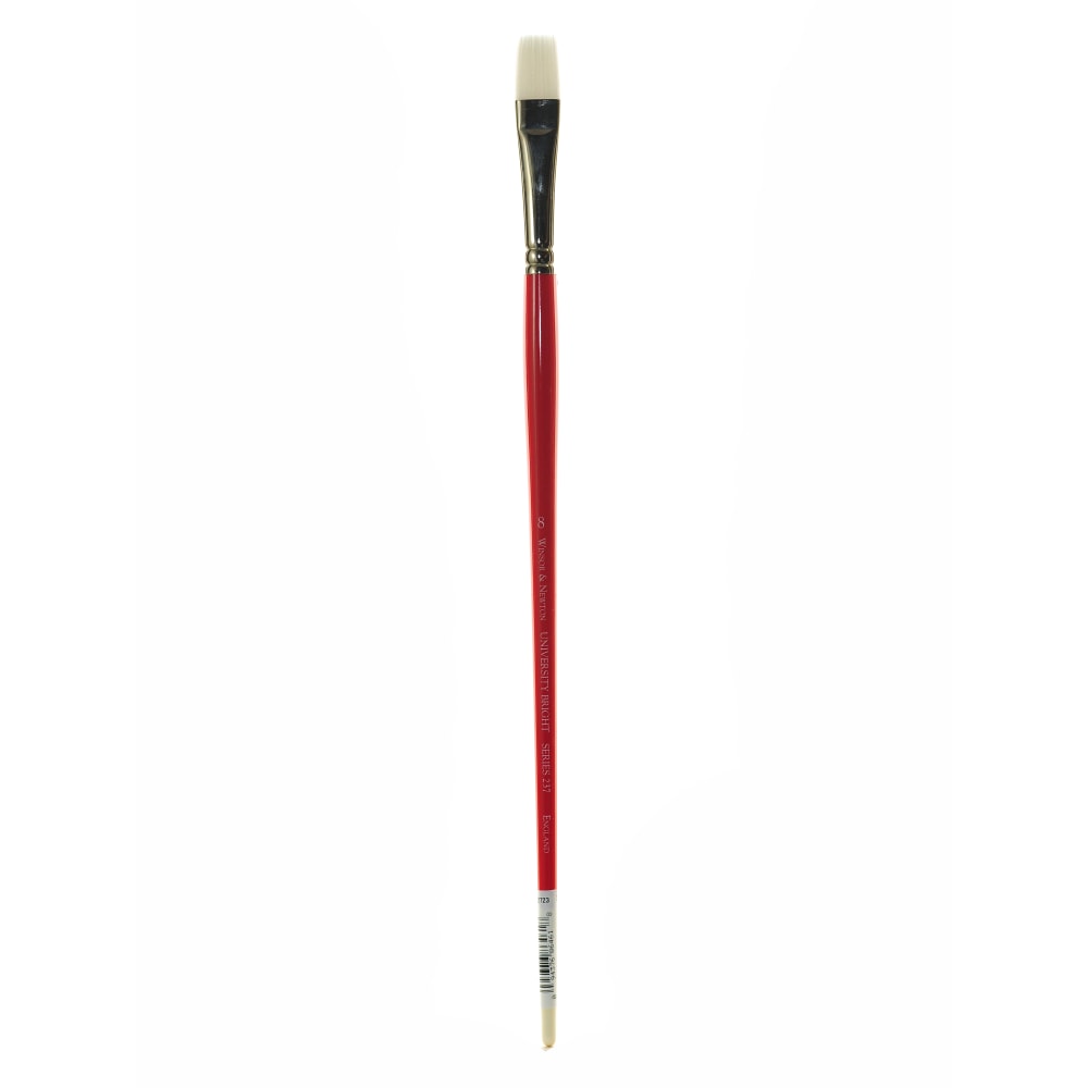 Winsor & Newton University Series Long-Handle Paint Brush 237, Size 8, Bright Bristle, Red