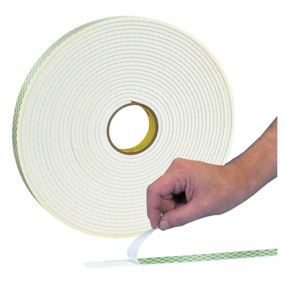 3M 4462 Double Sided Foam Tape, 1in x 72 Yd., 1/32in, White, Case Of 9