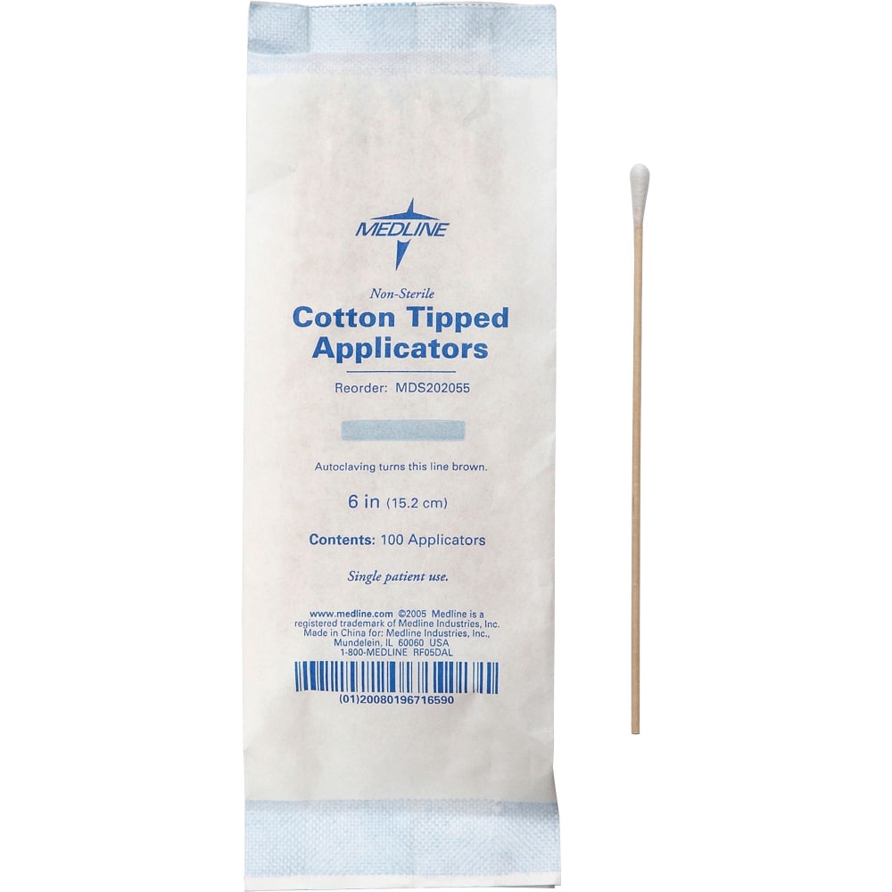 Medline Cotton Tip Applicators, 6in, Nonsterile, White, Box Of 1,000