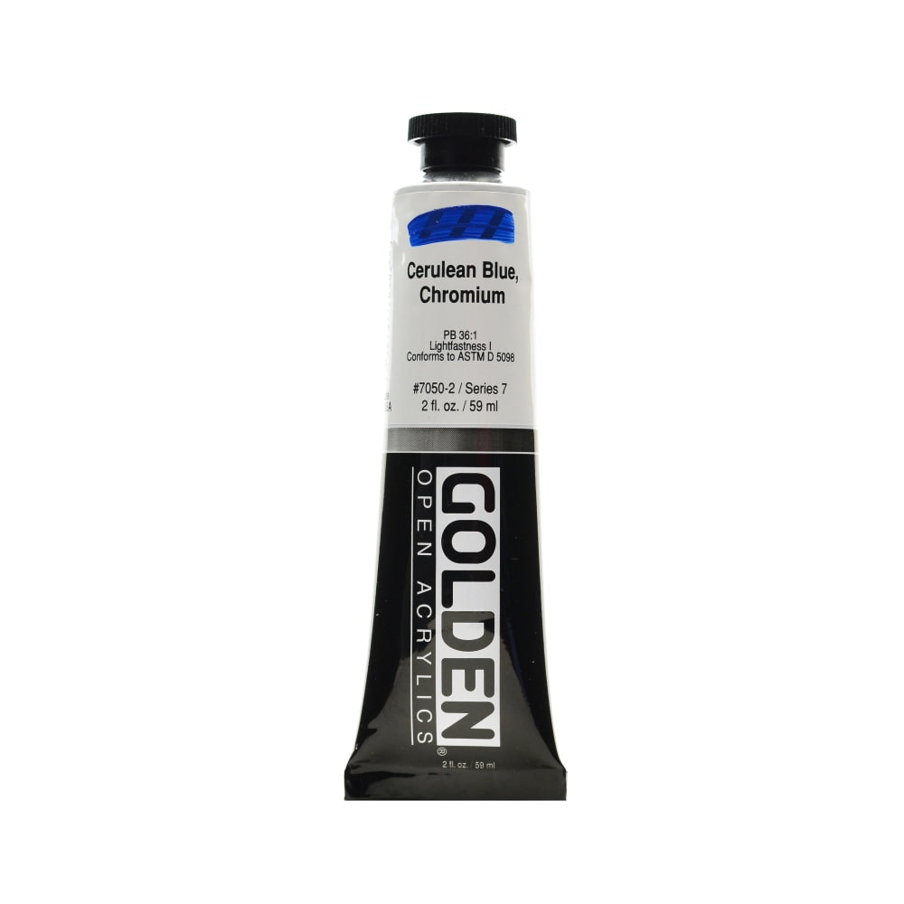 Golden OPEN Acrylic Paint, 2 Oz Tube, Cerulean Blue Chromium