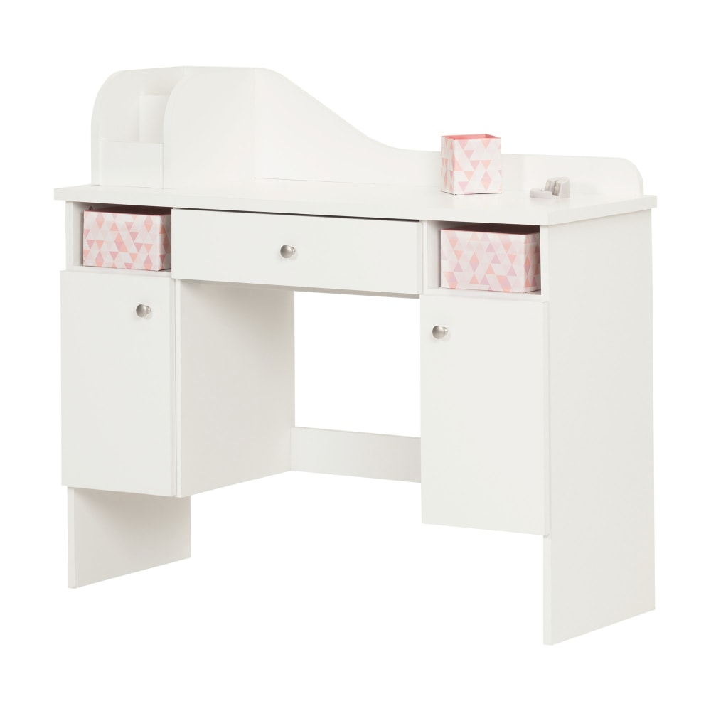 South Shore Vito 42inW Makeup Computer Desk With Drawer, Pink/Pure White