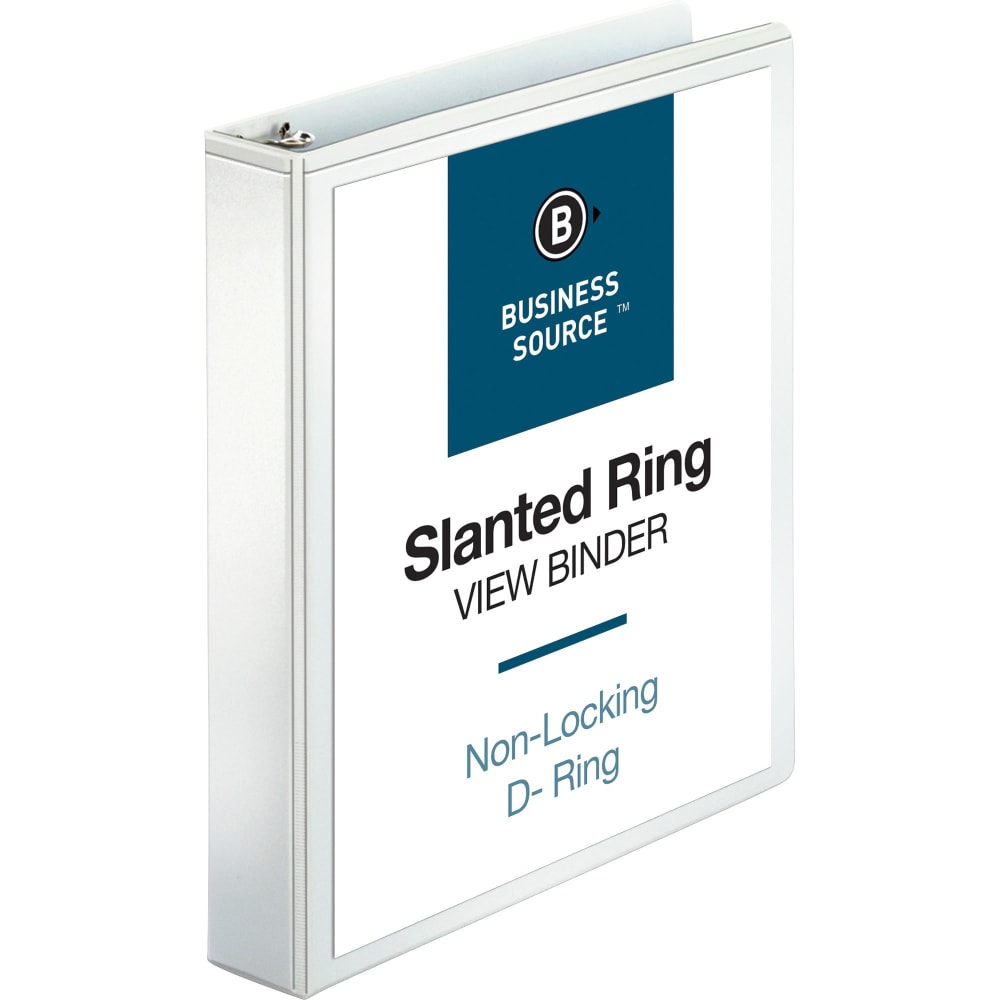 Business Source Basic View 3-Ring Binder, 1 1/2in D-Rings, White